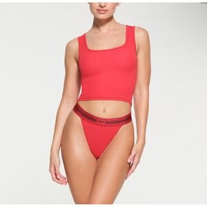 Skims Cotton Rib‎ High Waist Thong Size 4X Red Brick Underwear Panties